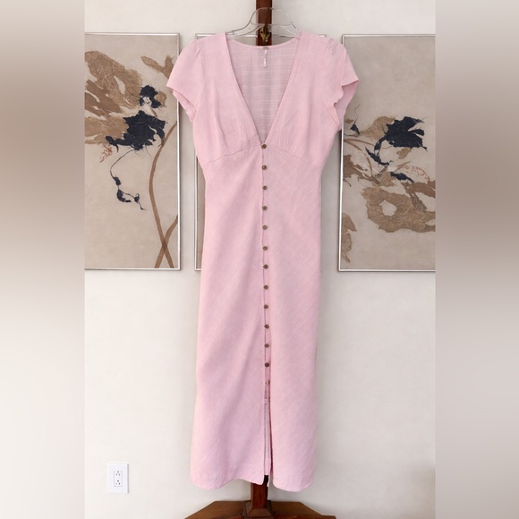 Free People Light Pink In Town Midi Dress - Picture 8 of 9